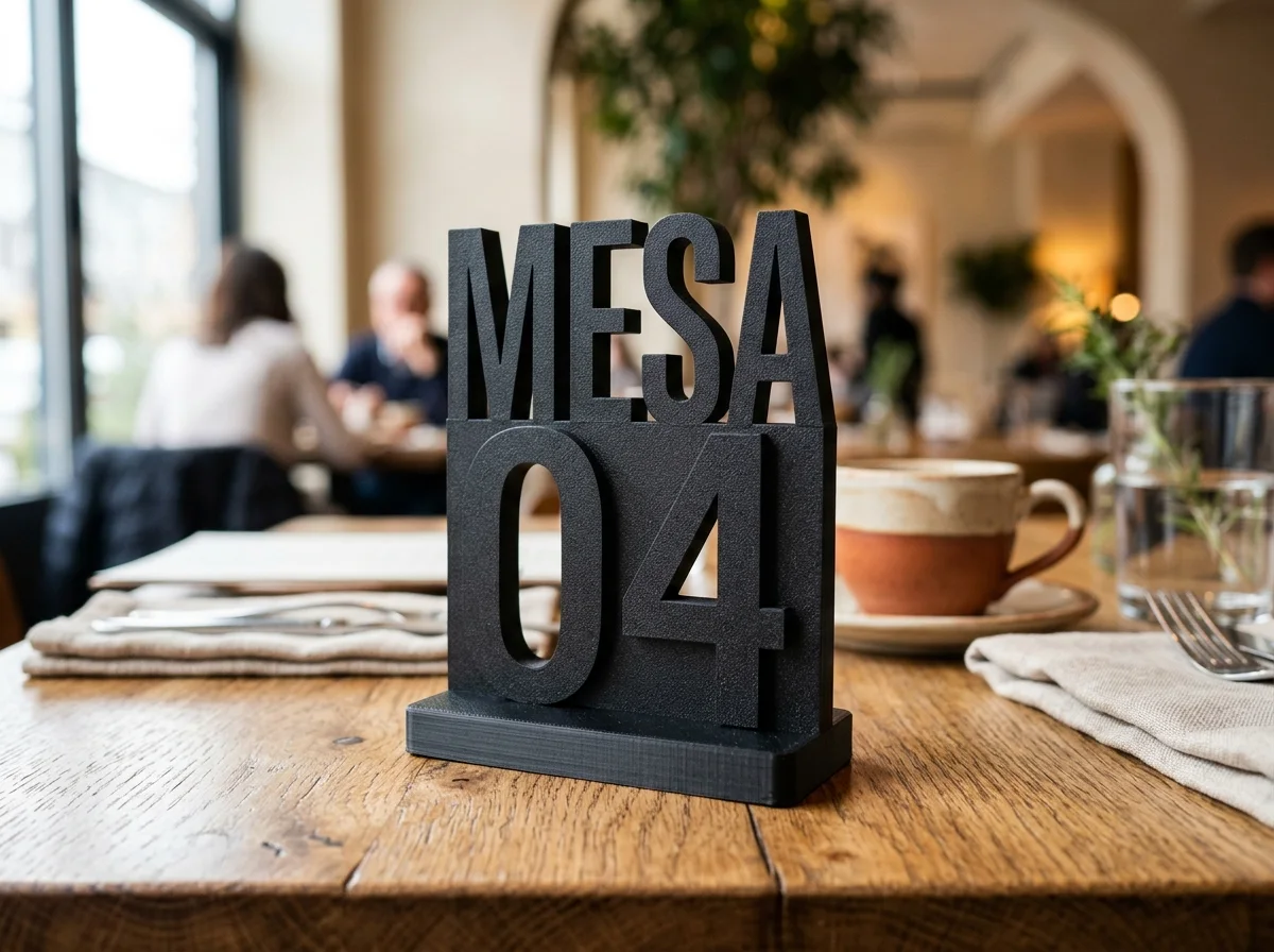 Número de mesa 3D MESA 04 en restaurante